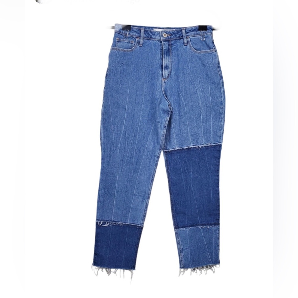 Hollister mid blue curvy high rise patchwork mom jeans size 15R W32/L27 new - Picture 9 of 14